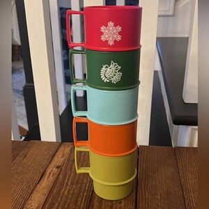 Vintage Tupperware Stackable Mug Set - Multicolor